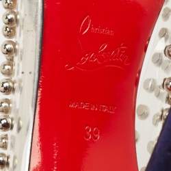 Pre Owned Christian Louboutin Blue Studded PVC and Suede Bille Et Boule Pumps Size 39