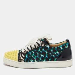 Christian Louboutin Multicolor Glitter and Patent Leather Louis Junior Low Top Sneakers Size 39