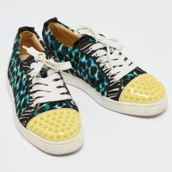 Christian Louboutin Multicolor Glitter and Patent Leather Louis Junior Low Top Sneakers Size 39