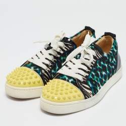 Christian Louboutin Multicolor Glitter and Patent Leather Louis Junior Low Top Sneakers Size 39