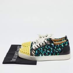 Christian Louboutin Multicolor Glitter and Patent Leather Louis Junior Low Top Sneakers Size 39