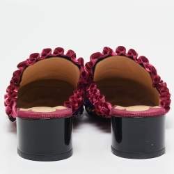 Christian Louboutin Multicolor Velvet Flower Embellished Mules Size 38.5