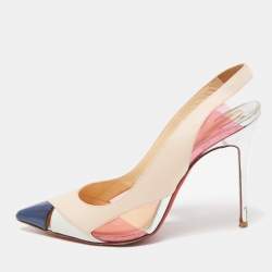 Christian Louboutin Tricolor Leather Air Chance Slingback Pumps Size 37.5