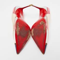 Christian Louboutin Tricolor Leather Air Chance Slingback Pumps Size 37.5