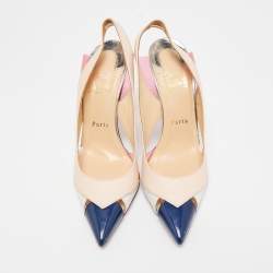 Christian Louboutin Tricolor Leather Air Chance Slingback Pumps Size 37.5