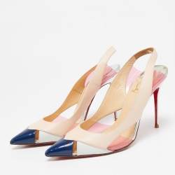 Christian Louboutin Tricolor Leather Air Chance Slingback Pumps Size 37.5