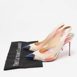 Christian Louboutin Tricolor Leather Air Chance Slingback Pumps Size 37.5