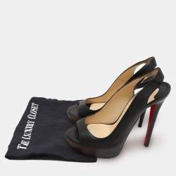 Christian Louboutin Black Leather No Prive Peep Toe Pumps Size 36.5