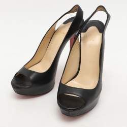 Christian Louboutin Black Leather No Prive Peep Toe Pumps Size 36.5