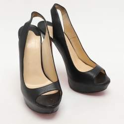 Christian Louboutin Black Leather No Prive Peep Toe Pumps Size 36.5