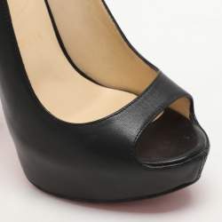 Christian Louboutin Black Leather No Prive Peep Toe Pumps Size 36.5