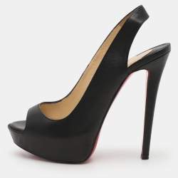 Christian Louboutin Black Leather No Prive Peep Toe Pumps Size 36.5