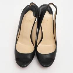 Christian Louboutin Black Leather No Prive Peep Toe Pumps Size 36.5