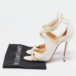 Christian Louboutin Cream Leather Malefissima Ankle Strap Sandals Size 37