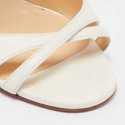 Christian Louboutin Cream Leather Malefissima Ankle Strap Sandals Size 37