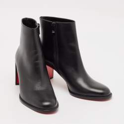 Christian Louboutin Black Leather Adoxa 85 Ankle Boots Size 38