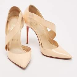 Christian Louboutin Cream Patent Leather  Jumping  Pumps Size 38.5