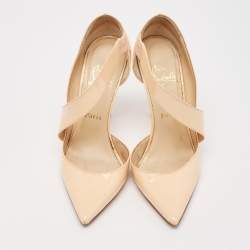 Christian Louboutin Cream Patent Leather  Jumping  Pumps Size 38.5