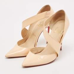 Christian Louboutin Cream Patent Leather  Jumping  Pumps Size 38.5