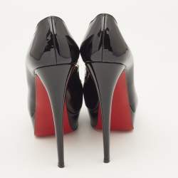 Christian Louboutin Black Patent Leather Lady Peep  Pumps Size 38
