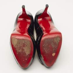 Christian Louboutin Black Patent Leather Lady Peep  Pumps Size 38