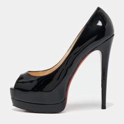 Christian Louboutin Black Crystal Embellished Lady Peep Toe Christian Louboutin Black Crystal Embellished Lady Peep Toe