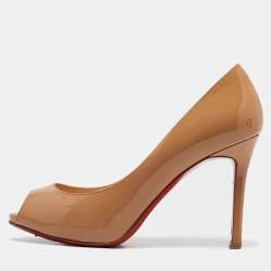 Christian Louboutin Beige Patent Leather Flo Pumps Size 36.5
