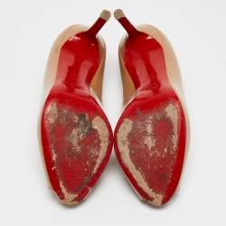 Christian Louboutin Beige Patent Leather Flo Pumps Size 36.5