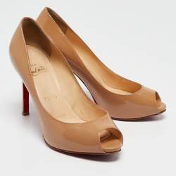 Christian Louboutin Beige Patent Leather Flo Pumps Size 36.5