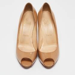 Christian Louboutin Beige Patent Leather Flo Pumps Size 36.5