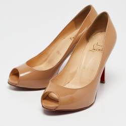 Christian Louboutin Beige Patent Leather Flo Pumps Size 36.5