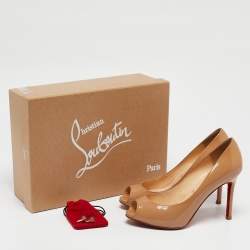 Christian Louboutin Beige Patent Leather Flo Pumps Size 36.5
