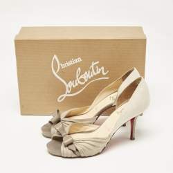 Christian Louboutin Grey Suede and Linen Lady Turner 90 Pumps Size 36