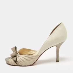 Christian Louboutin Grey Suede and Linen Lady Turner 90 Pumps Size 36