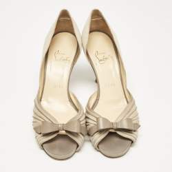 Christian Louboutin Grey Suede and Linen Lady Turner 90 Pumps Size 36