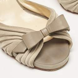 Christian Louboutin Grey Suede and Linen Lady Turner 90 Pumps Size 36