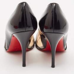 Pre Owned Christian Louboutin Black Patent Leather and PVC Pivichic Pumps Size 35.5