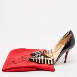 Pre Owned Christian Louboutin Black Patent Leather and PVC Pivichic Pumps Size 35.5