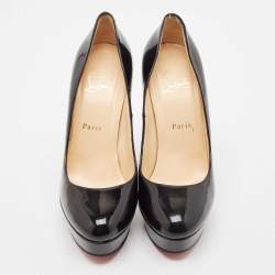 Pre Owned Christian Louboutin Black Patent Leather Bianca Platform Pumps Size 39