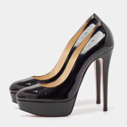 Pre Owned Christian Louboutin Black Patent Leather Bianca Platform Pumps Size 39