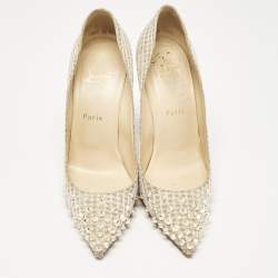 Christian Louboutin Gold Lurex Fabric Spikeyshell Pumps Size 38