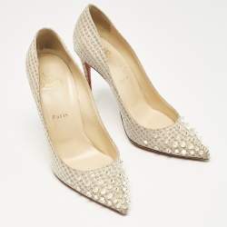 Christian Louboutin Gold Lurex Fabric Spikeyshell Pumps Size 38
