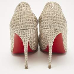 Christian Louboutin Gold Lurex Fabric Spikeyshell Pumps Size 38