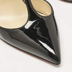 Christian Louboutin Black Patent Leather Pointed Toe T-Strap Pumps Size 35.5