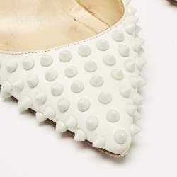 Christian Louboutin White Leather Pigalle Spikes Pointed Toe Pumps Size 38.5
