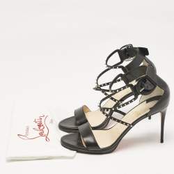 Christian Louboutin Black Leather Choca Lux Ankle Strap Sandals Size 41