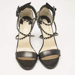 Christian Louboutin Black Leather Choca Lux Ankle Strap Sandals Size 41