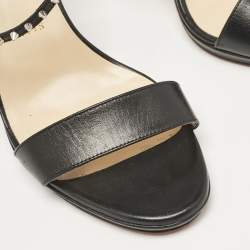Christian Louboutin Black Leather Choca Lux Ankle Strap Sandals Size 41