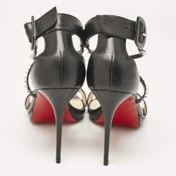 Christian Louboutin Black Leather Choca Lux Ankle Strap Sandals Size 41