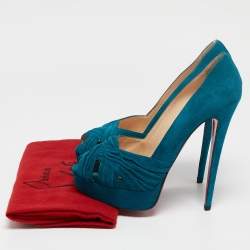 Christian Louboutin Blue Suede CrissCross Platform Pumps Size 39
